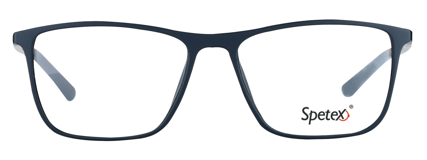 Medium matte black unisex eyeglasses with modern, durable design and blue light protection.