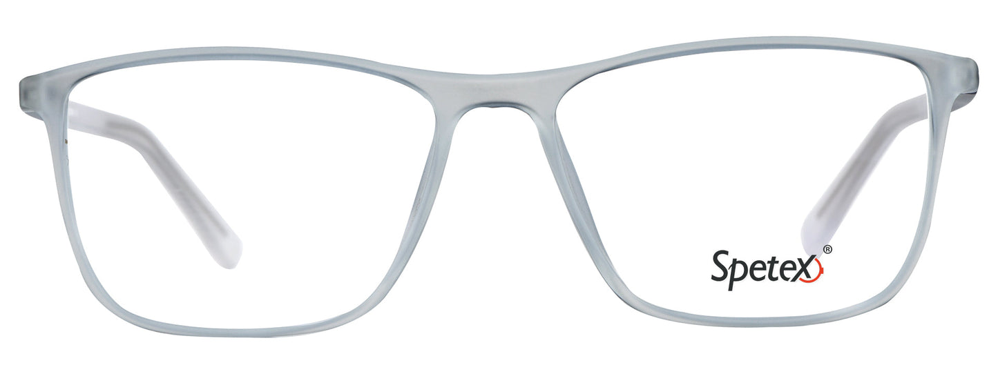 TM 592 C3 medium transparent white unisex eyeglasses, sleek design, blue control lenses.
