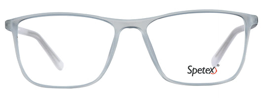 TM 592 C3 medium transparent white unisex eyeglasses, sleek design, blue control lenses.
