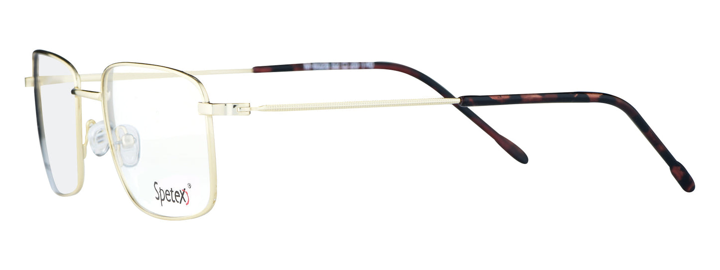 M-6028 gold medium unisex eyeglasses with thin metal frame.
