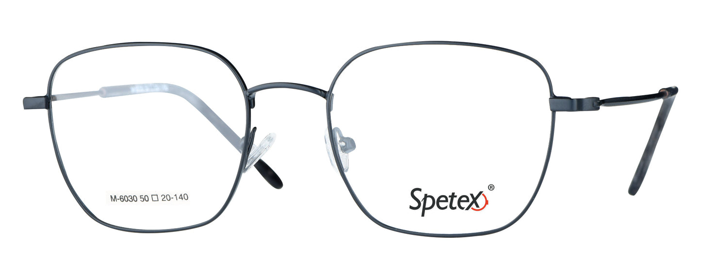 M-6030 black medium unisex eyeglasses with thin metal frame.