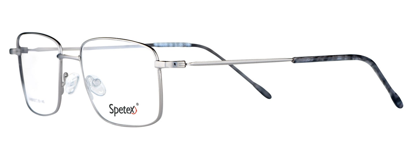 M-6028 unisex gun metal eyeglasses with medium frame.