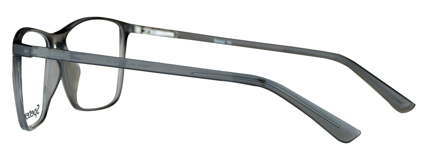 Medium grey unisex eyeglass frames with sleek and stylish design.