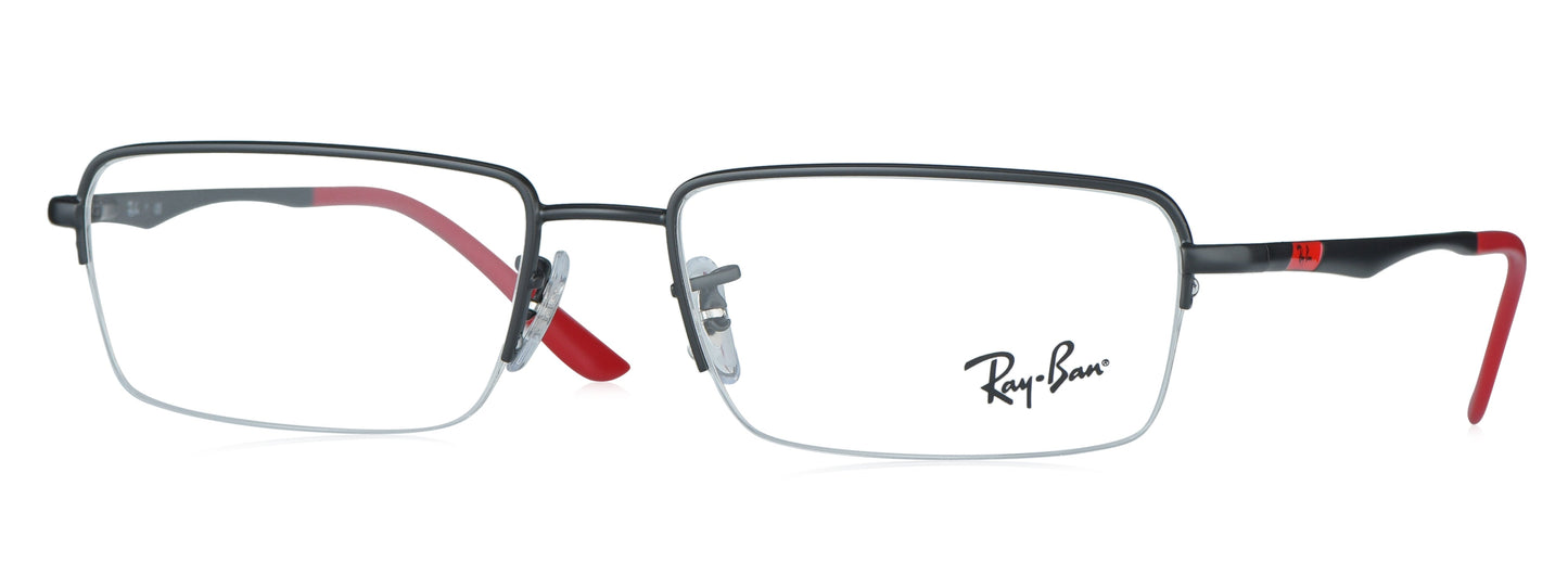 RB 6267I 3047 medium Black/Red Unisex Premium Eyeglasses with rectangular frame.