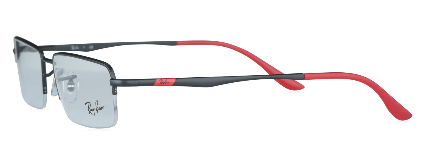 RB 6267I 3047 medium black/red unisex premium eyeglasses side view.