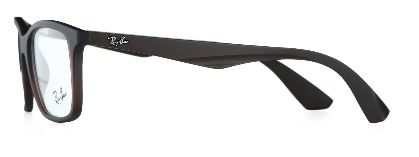 RB 7047 5451 medium Matt Brown Unisex Premium Eyeglasses, side view.