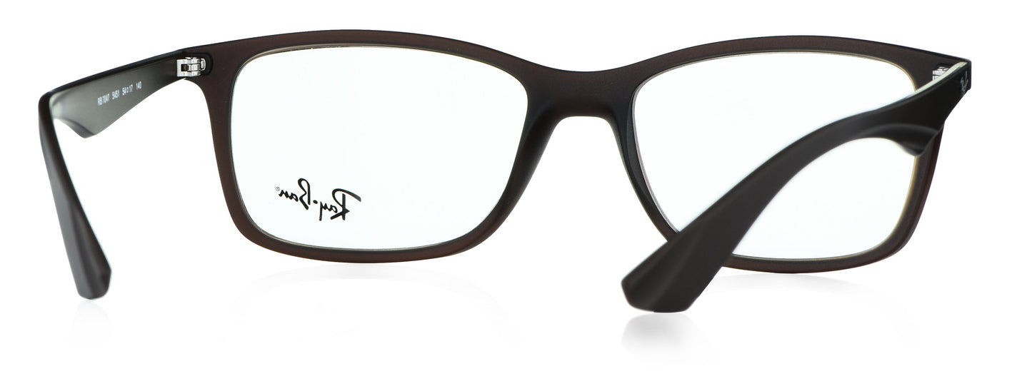 RB 7047 5451 medium Matt Brown unisex premium eyeglasses showcasing front and side view.