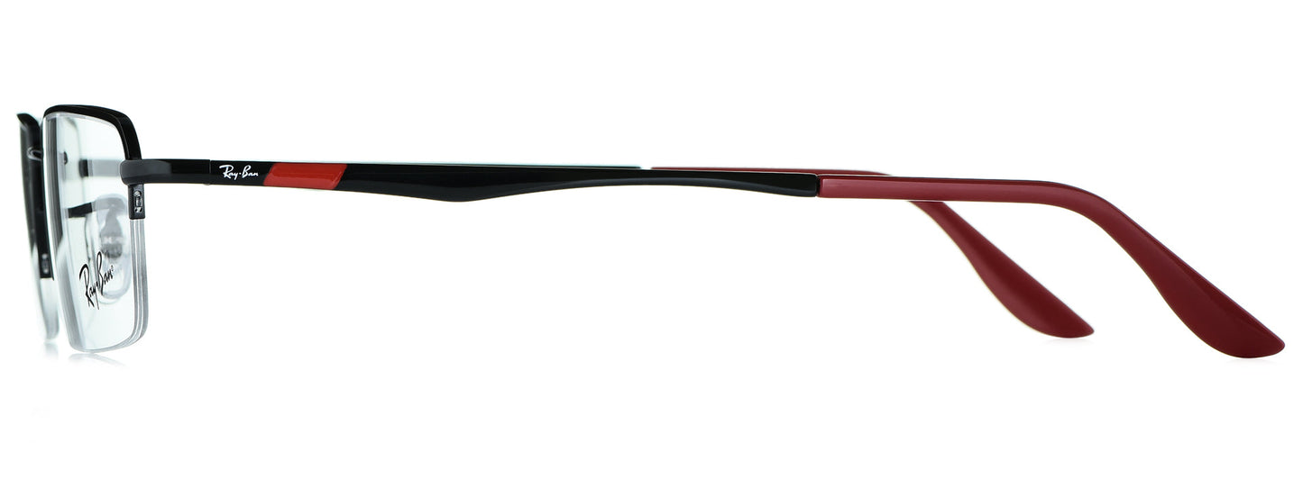 RB 6267-I 2509 medium black/red unisex premium eyeglasses side view.
