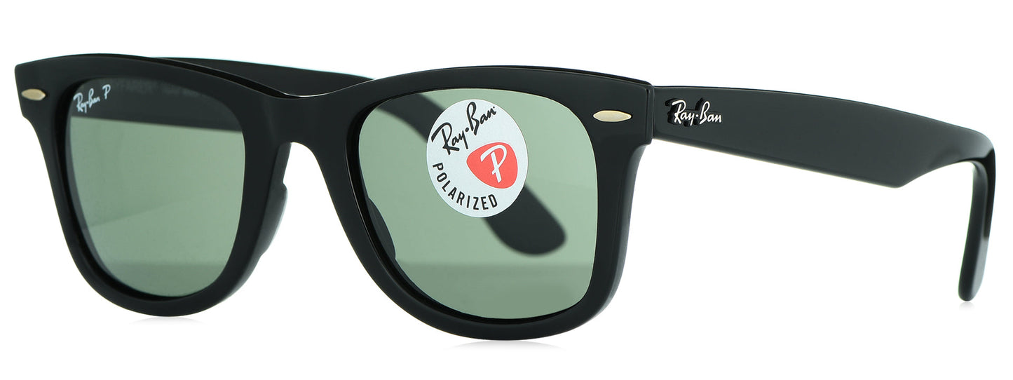 RB 4340 601/58 medium G15 Unisex Premium Power Sunglasses with green lenses and black frame.