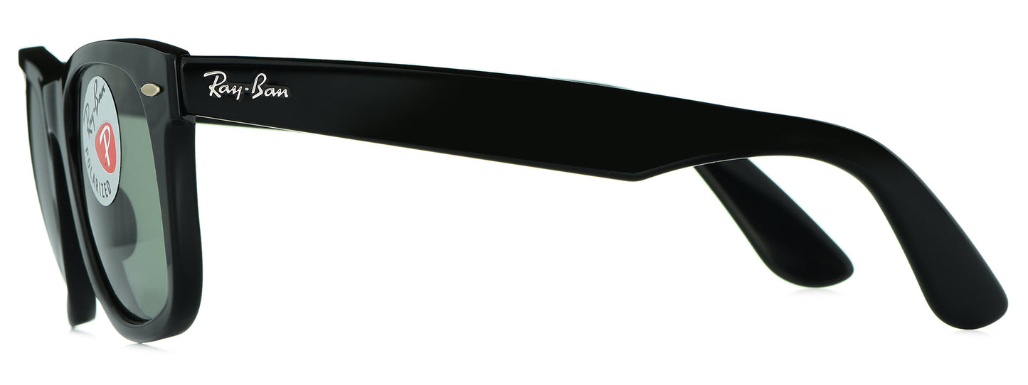 RB 4340 601/58 medium G15 unisex premium power sunglasses with black frame and green lenses.