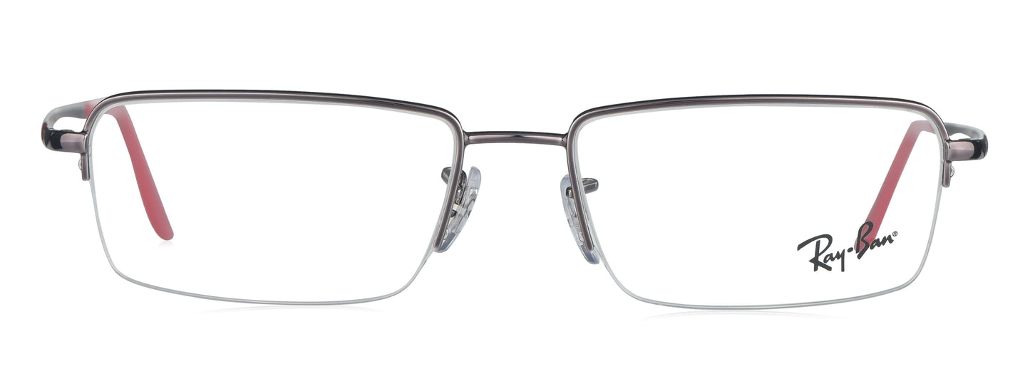 RB 6267I 2502 medium Gun/Red unisex premium eyeglasses with rectangular frames.