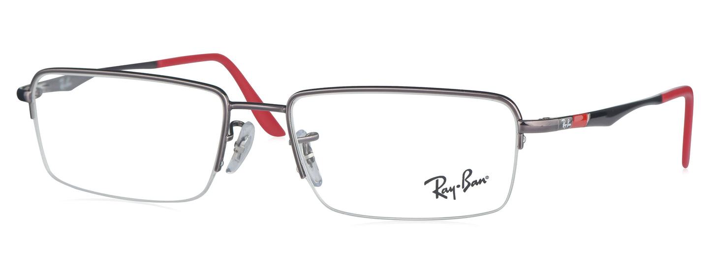 RB 6267I 2502 medium gun/red unisex premium eyeglasses with rectangular frames.