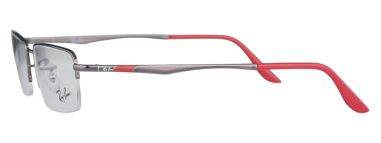 RB 6267I 2502 Unisex Premium Eyeglasses in Gun/Red, medium size.