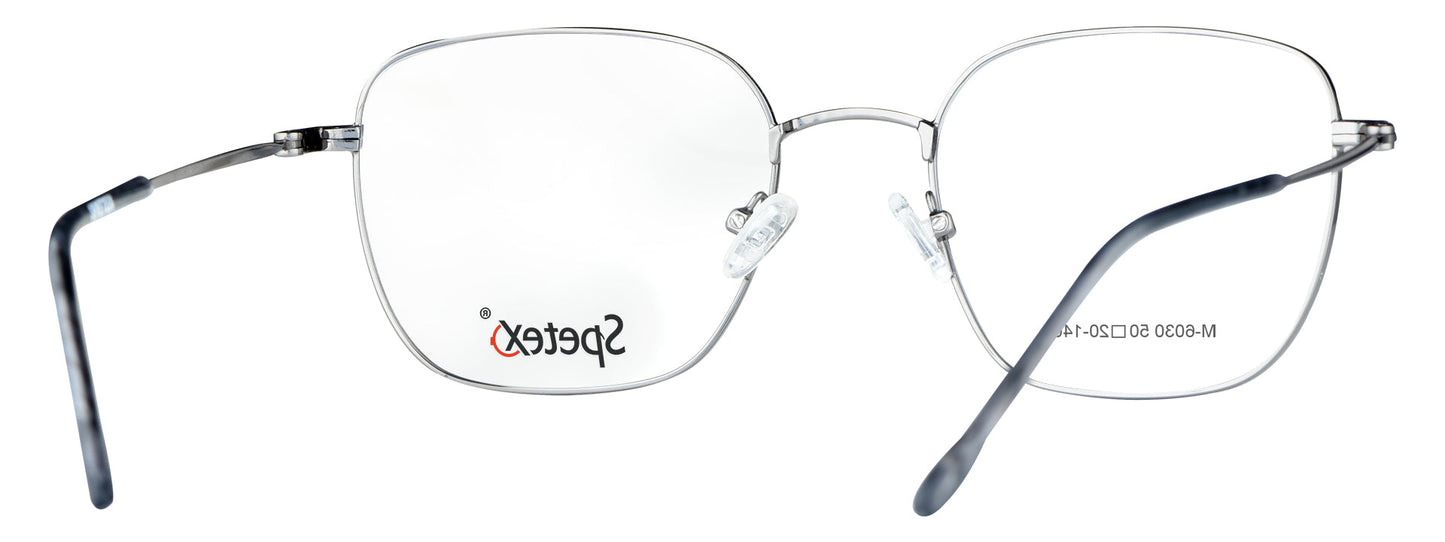 M-6030 unisex gun metal eyeglasses with medium frame.