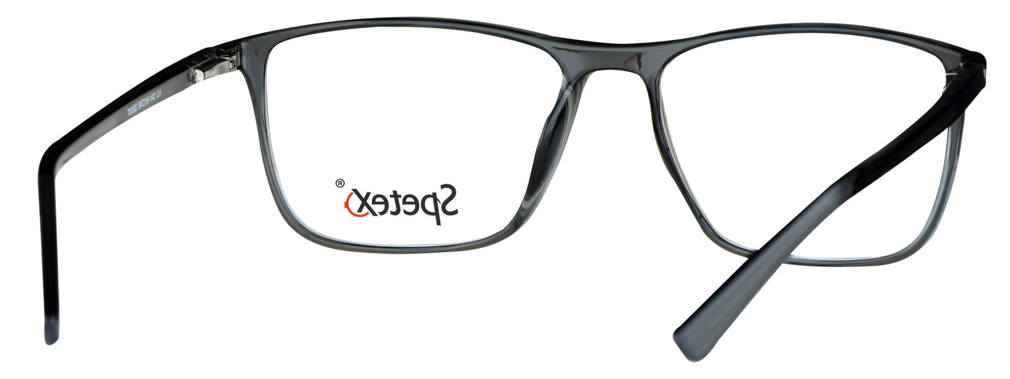 Spetex TM 592 C4 medium grey unisex eyeglass frames with advanced blue light protection and stylish design.