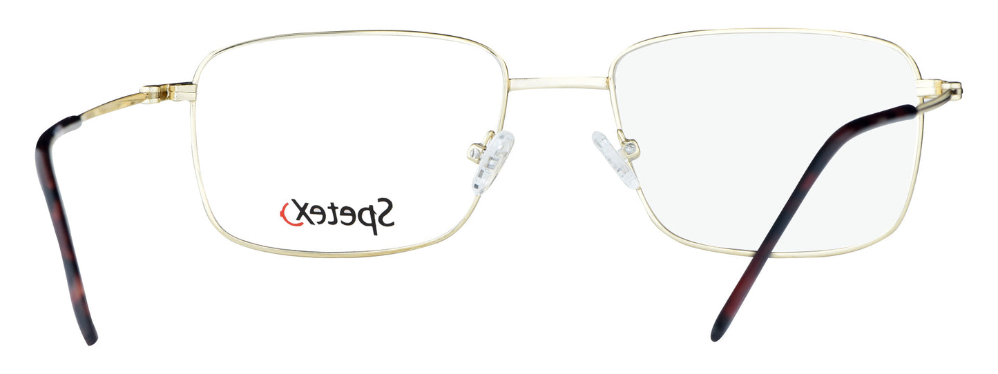M-6028 medium gold unisex eyeglasses with sleek rectangular frame.