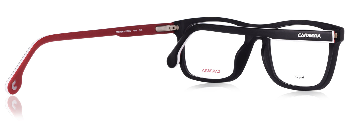 Carrera 1106 V 003 Medium Matte Black/Red Unisex Premium Eyeglasses