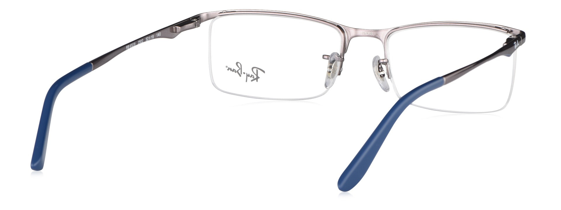 Ray-Ban RB6323I 2502 Medium Gun/Blue Unisex Premium Eyeglasses