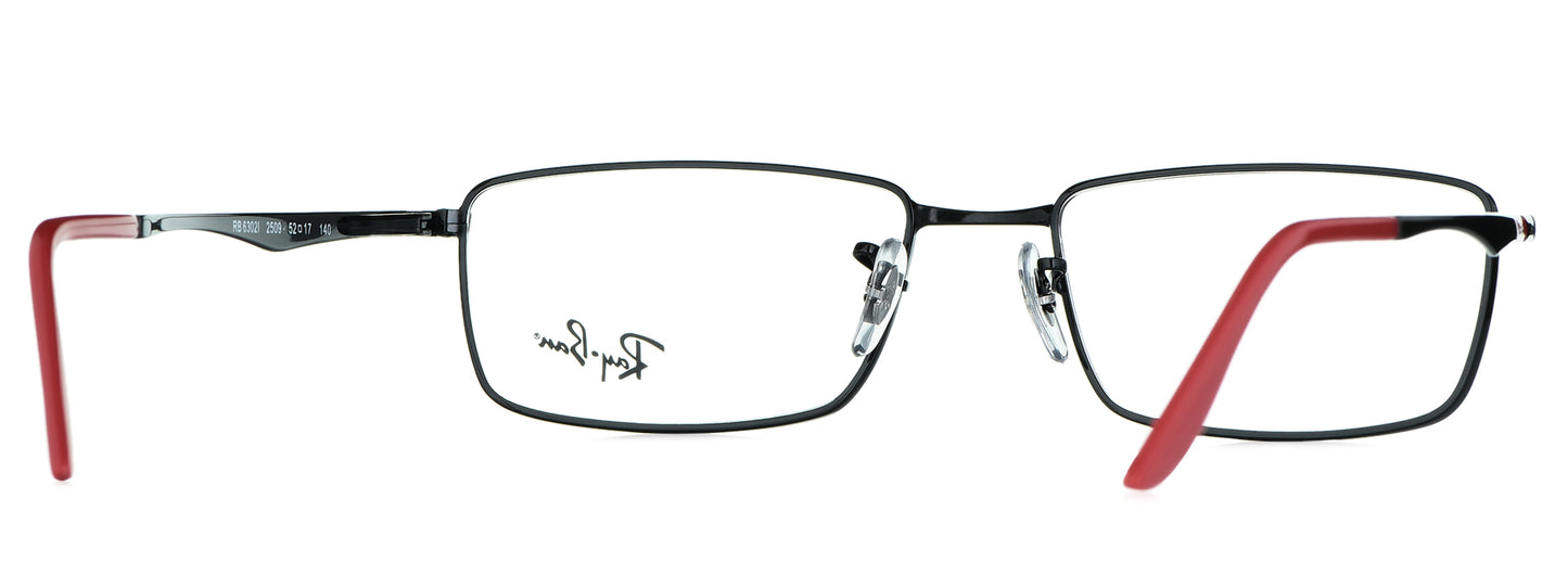 Ray-Ban RB 6302-I 2509 Medium Black/Red Unisex Premium Eyeglasses