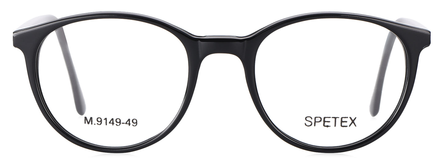 Spetex M 9149 49 Medium Black Unisex Eyeglasses