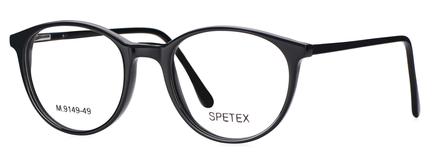 Spetex M 9149 49 Medium Black Unisex Eyeglasses